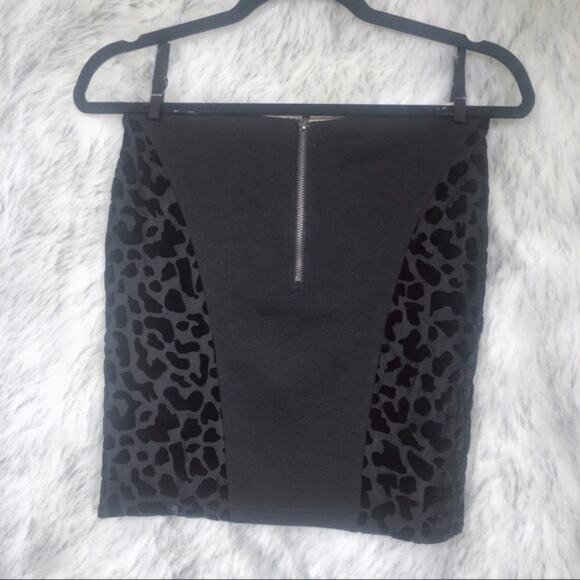 MINKPINK Womens Gray & Black Paneled Leopard Animal Print Mini Skirt Small - Picture 5 of 6